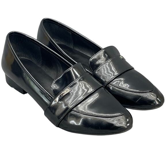 Calvin Klein 90s  Black Patent Leather Slip On Block Heel Loafer Women 8M - Picture 1 of 10